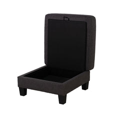 Contemporary Style Dark Gray Finish Square Storage Ottoman Wooden Legs Primary Living Room