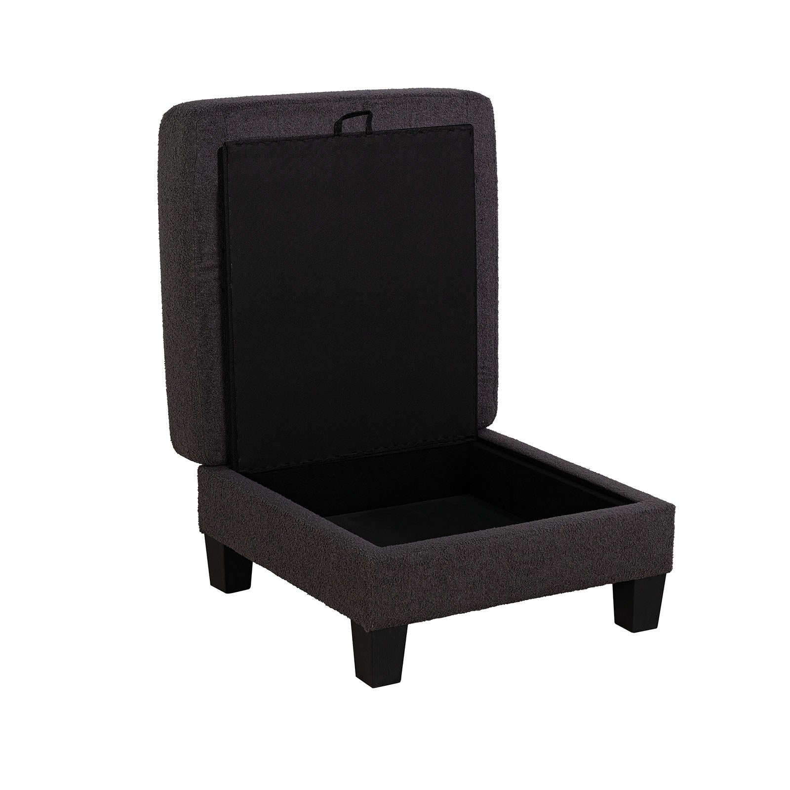 Contemporary Style Dark Gray Finish Square Storage Ottoman Wooden Legs Primary Living Room