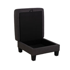 Contemporary Style Dark Gray Finish Square Storage Ottoman Wooden Legs Primary Living Room