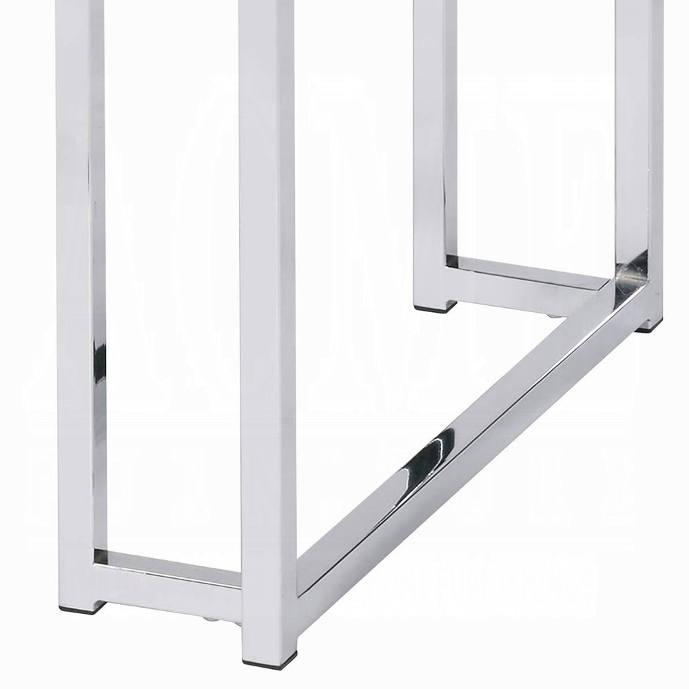Modern Contemporary End Table Natural Oak Living Room Furniture 1pc Chrome Finish Frame Side Table