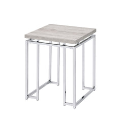Modern Contemporary End Table Natural Oak Living Room Furniture 1pc Chrome Finish Frame Side Table