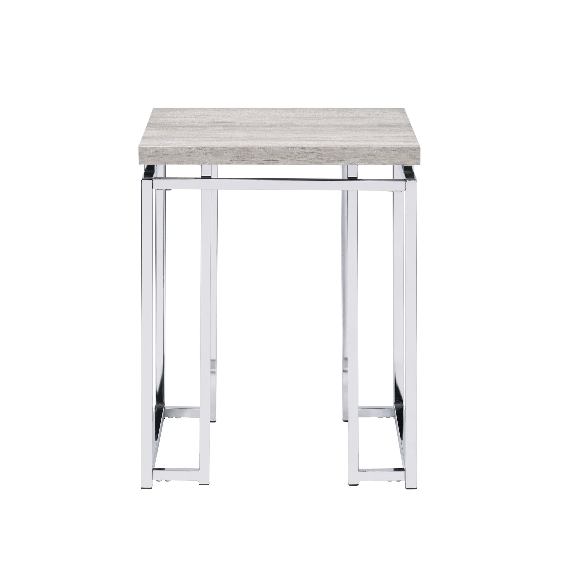 Modern Contemporary End Table Natural Oak Living Room Furniture 1pc Chrome Finish Frame Side Table