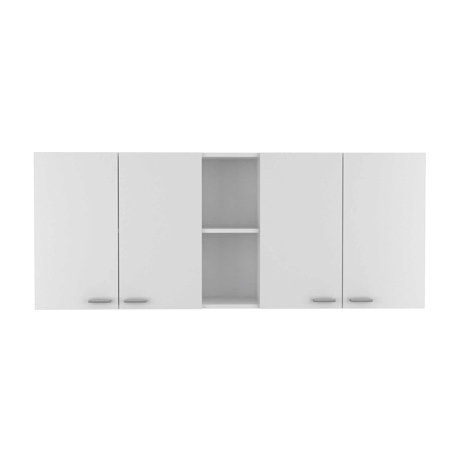 Portofino 150 Wall Cabinet,  Double Door, Two External Shelves, Two Interior Shelves -White