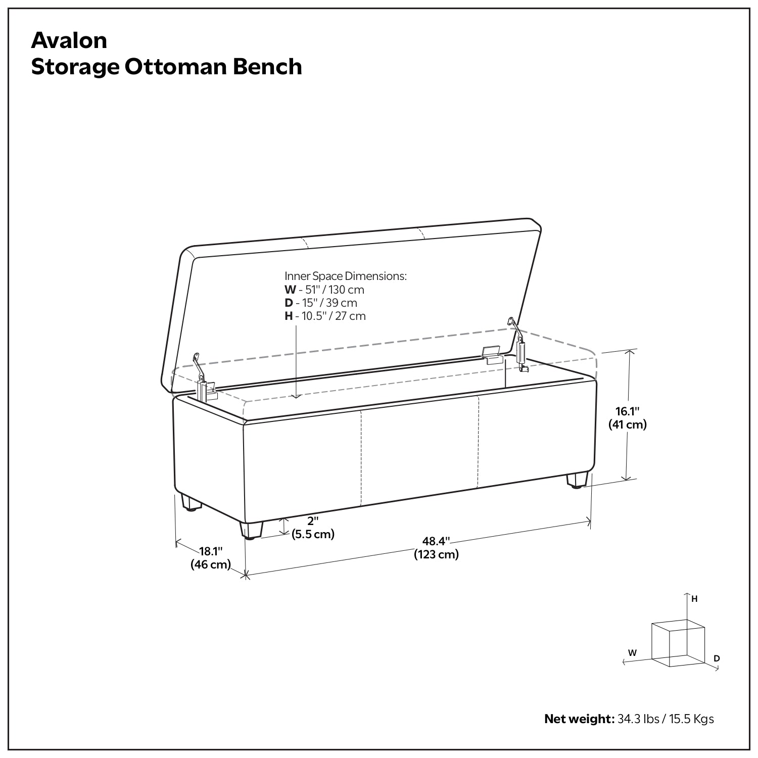 Avalon Storage Ottoman Bench