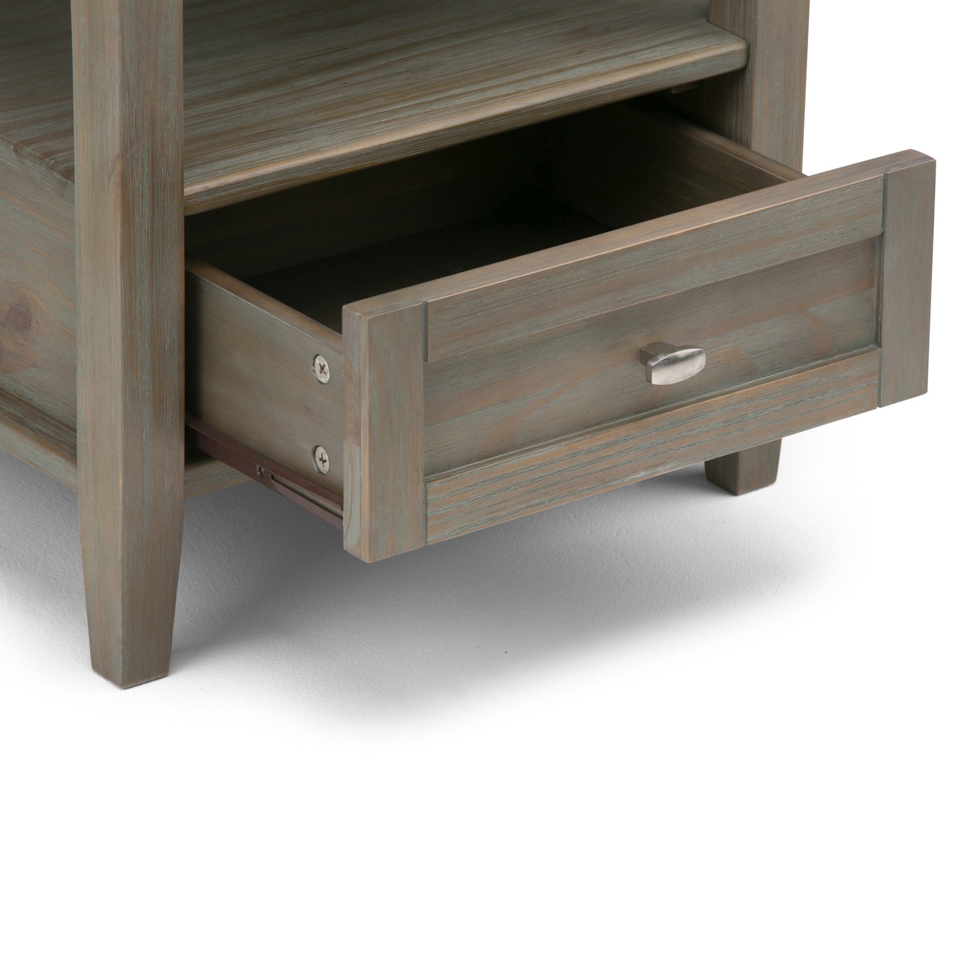 Warm Shaker Solid Wood 20 inch Wide Transitional End Table in Distressed Grey