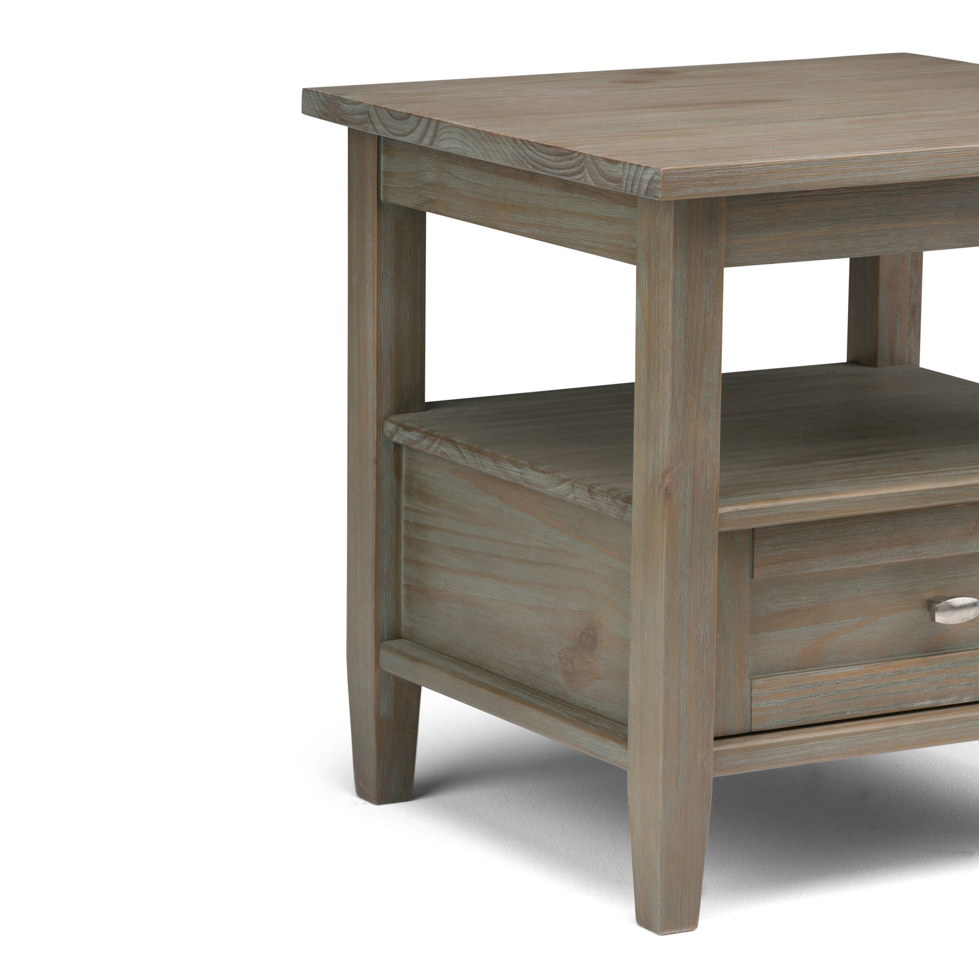 Warm Shaker Solid Wood 20 inch Wide Transitional End Table in Distressed Grey