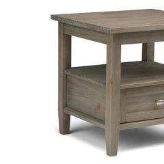 Warm Shaker Solid Wood 20 inch Wide Transitional End Table in Distressed Grey