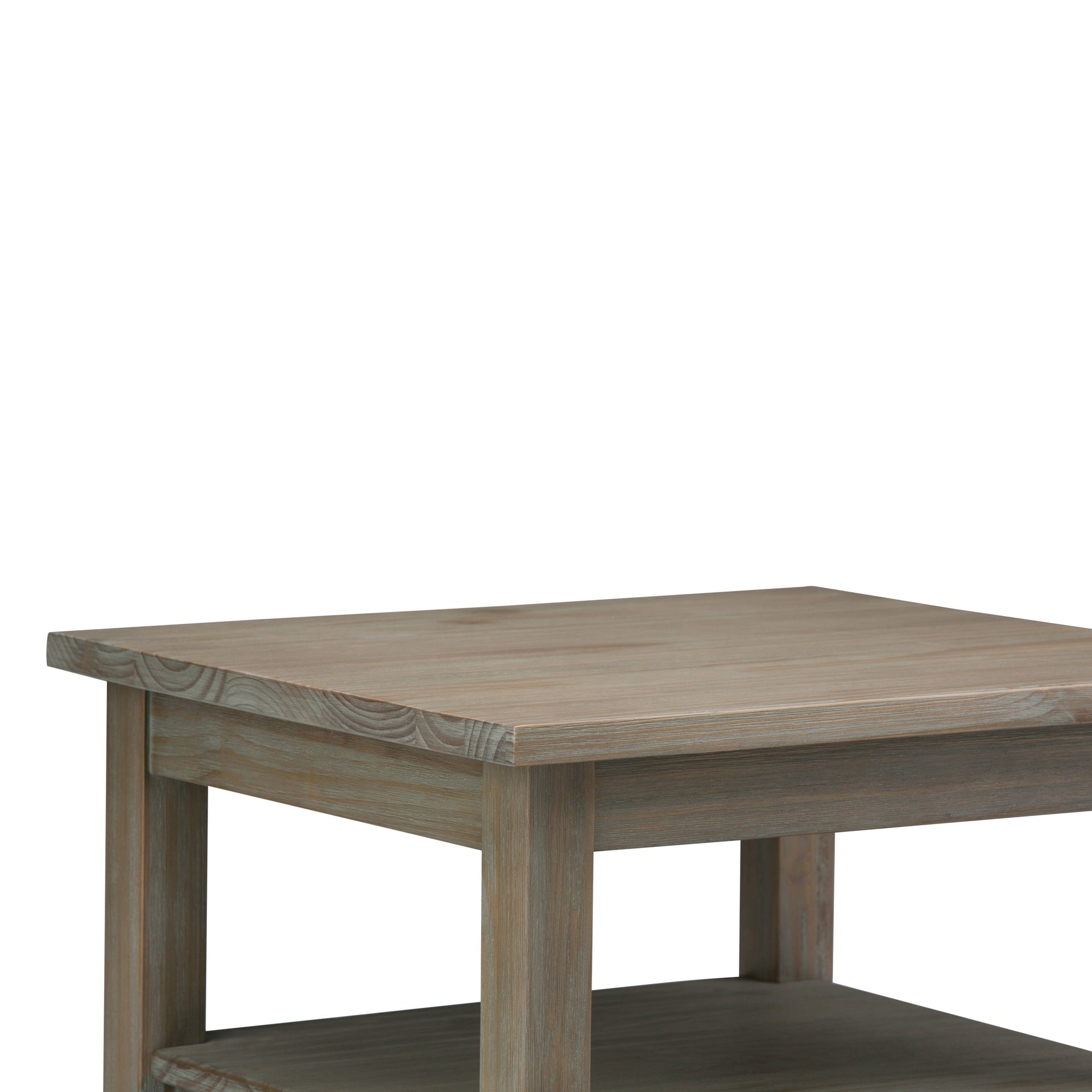 Warm Shaker Solid Wood 20 inch Wide Transitional End Table in Distressed Grey