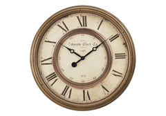 Clocks, 20" Round, Wall Clock, Antique Brown, Transitional