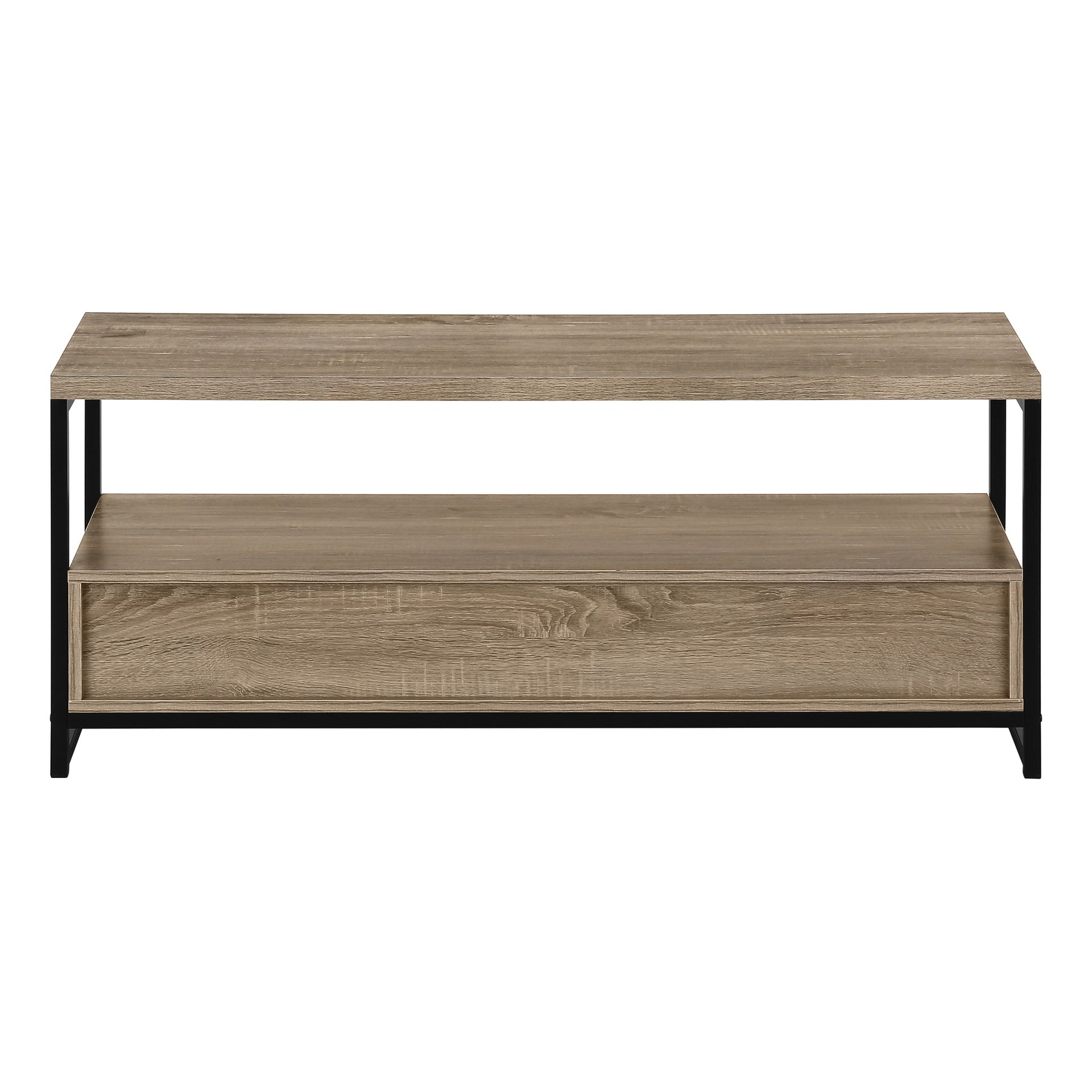 Tv Stand, 48 Inch, Console, Media Entertainment Center, Storage Drawers, Living Room, Bedroom, Brown Laminate, Black Metal, Contemporary, Modern