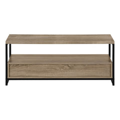 Tv Stand, 48 Inch, Console, Media Entertainment Center, Storage Drawers, Living Room, Bedroom, Brown Laminate, Black Metal, Contemporary, Modern