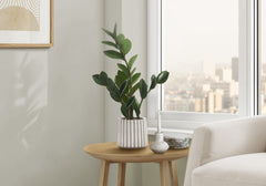 Artificial Plant, 20" Tall, Zz, Indoor, Faux, Fake, Table, Greenery, Potted, Real Touch, Decorative, Green Leaves, Grey Cement Pot