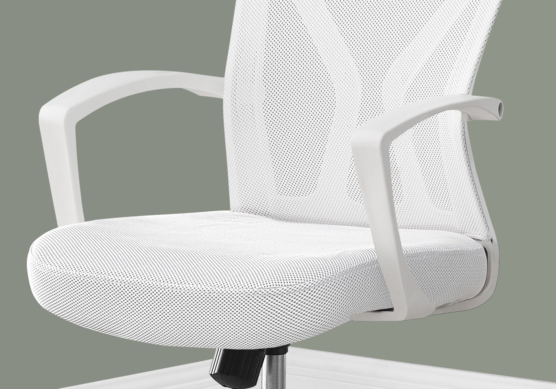 Office Chair, Adjustable Height, Swivel, Ergonomic, Armrests, Computer Desk, Work, White Mesh, Chrome Metal, Contemporary, Modern