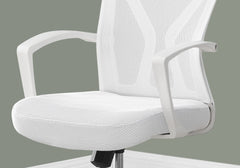Office Chair, Adjustable Height, Swivel, Ergonomic, Armrests, Computer Desk, Work, White Mesh, Chrome Metal, Contemporary, Modern
