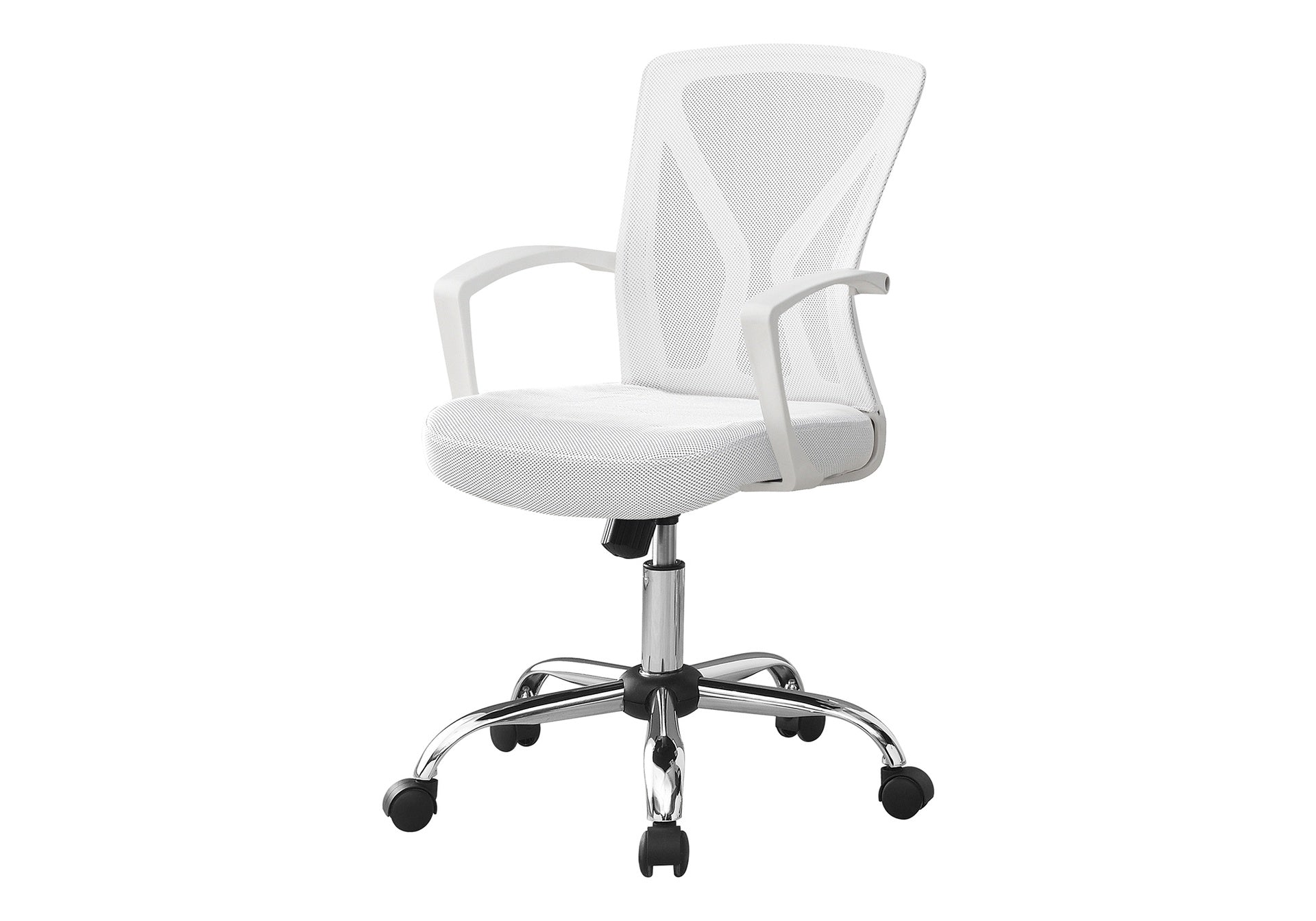 Office Chair, Adjustable Height, Swivel, Ergonomic, Armrests, Computer Desk, Work, White Mesh, Chrome Metal, Contemporary, Modern