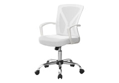 Office Chair, Adjustable Height, Swivel, Ergonomic, Armrests, Computer Desk, Work, White Mesh, Chrome Metal, Contemporary, Modern