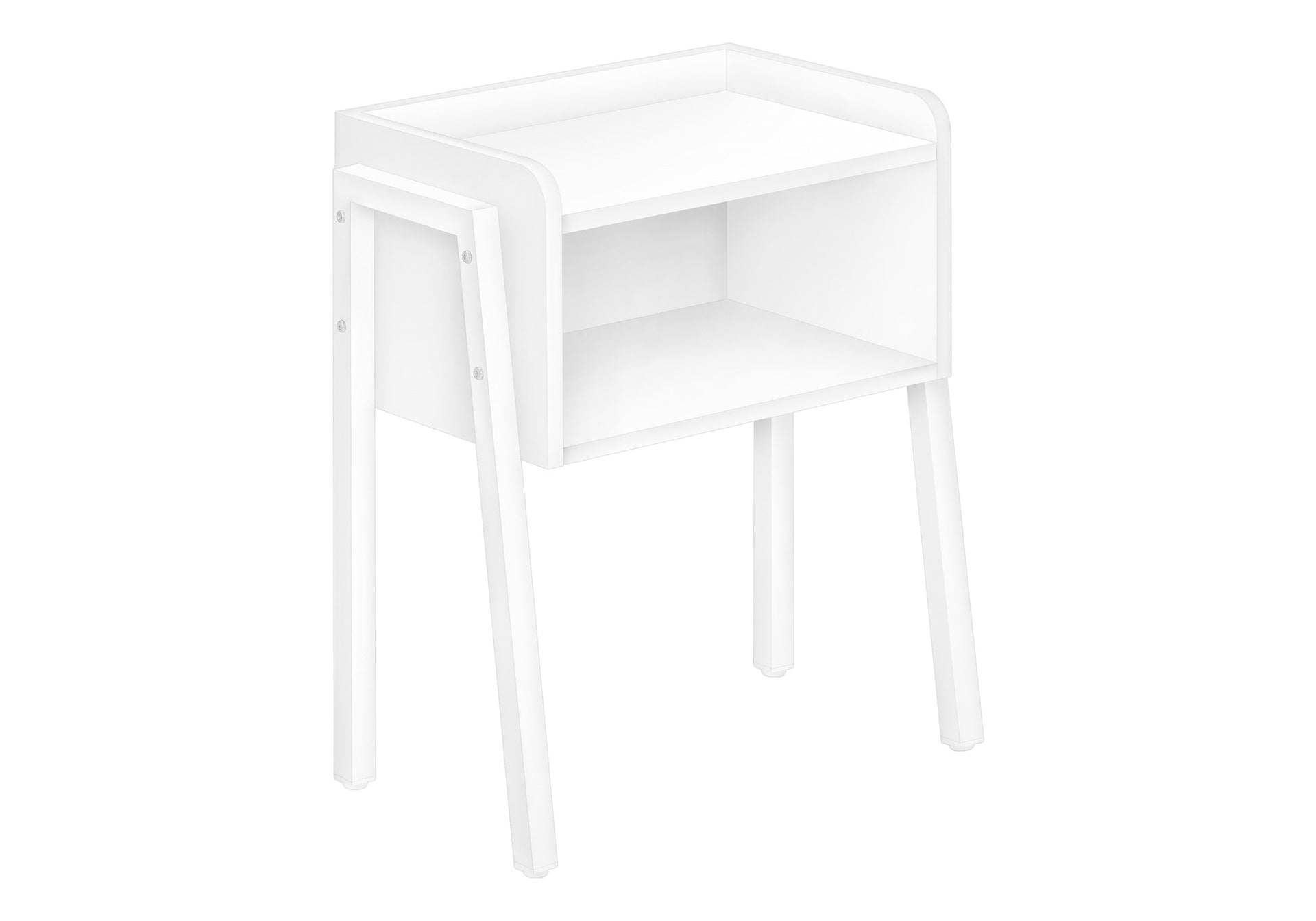 Accent Table, Side, End, Nightstand, Lamp, Living Room, Bedroom, White Laminate, White Metal, Contemporary, Modern