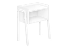 Accent Table, Side, End, Nightstand, Lamp, Living Room, Bedroom, White Laminate, White Metal, Contemporary, Modern
