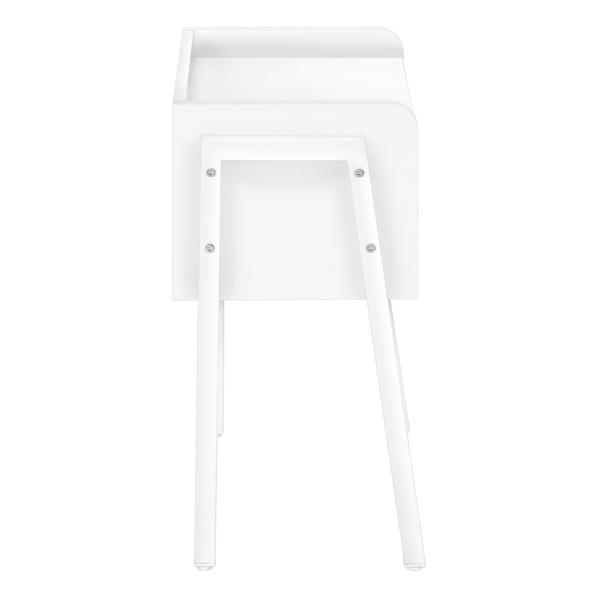 Accent Table, Side, End, Nightstand, Lamp, Living Room, Bedroom, White Laminate, White Metal, Contemporary, Modern