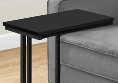 Accent Table, C-shaped, End, Side, Snack, Living Room, Bedroom, Black Laminate, Black Metal, Contemporary, Modern