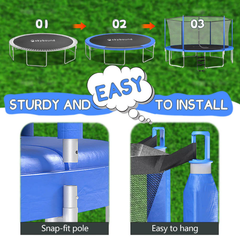 UB 14FT trampoline inner safetynet with powder coating-Blue--Pumpkin-A+B