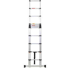 12.5FT Telescopic Ladder Aluminum Ladder with Non-Slip Feet, Slow Down Safety Function With Stabilizer Portable Extension Ladder for Household and Outdoor Working, 330lb Capacity Silver
