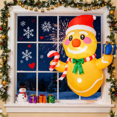 Holding Gift Box & Candy Cane LED Lights,Inflatable Hanging Gingerbread Man