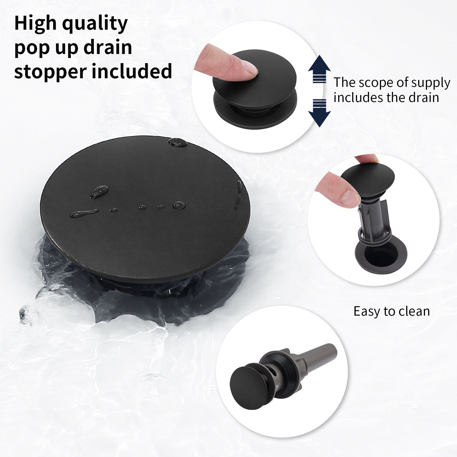 2-Handle 8 inch Widespread Bathroom Sink Faucet Matte Black Lavatory Faucet 3 Hole 360° Swivel Spout Vanity Sink Basin Faucets 3008B-MB