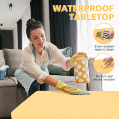 4ft Light Yellow Portable Folding Table Indoor&Outdoor Maximum Weight 135KG Foldable Table for Camping