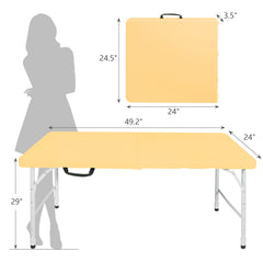 4ft Light Yellow Portable Folding Table Indoor&Outdoor Maximum Weight 135KG Foldable Table for Camping