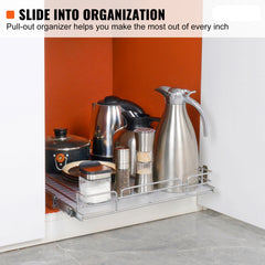 15.5"Wx21"Dx3.5"H Pull Out Cabinet Organizer, Heavy Duty Slide Out Pantry Shelves, Steel Roll Out Drawers, Sliding Drawer Storage for Home Under Sink, 17"Wx22"Dx7"H Install Size for Cabinet