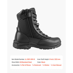 Men's Military Tactical Boots 8 Inch Breathable Side Zipper US Size 10