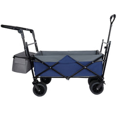 With Push Handle, 480Lbs Collapsible Wagon with Canopy, Wagon cart with 7" All-Terrain Wheels, Lightweight Foldable Wagon, Large Capacity for Camping, Shopping, Sports, and Garden Use, dark blue
