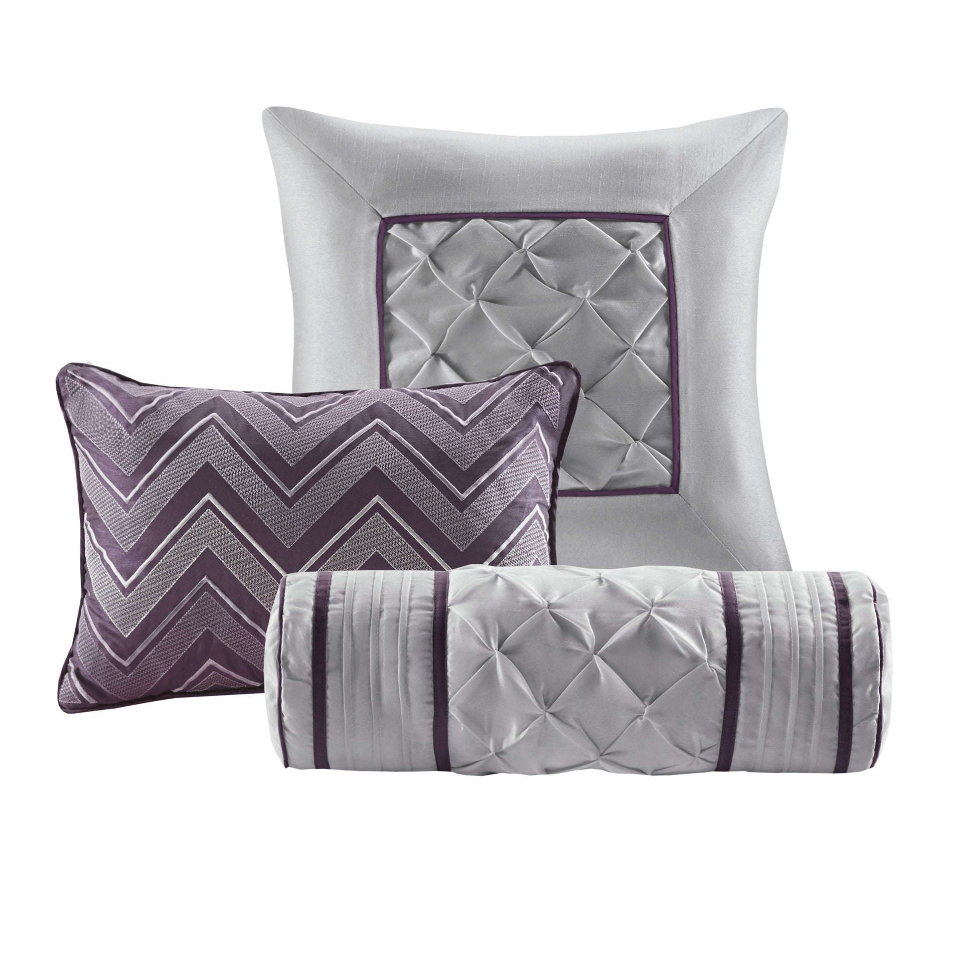 7-Piece King 100% Polyester Pieced Pleated Tufted Comforter Set
