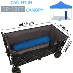 51-inch Extended Heavy-Duty Foldable Utility Wagon - 480lbs Capacity, Patented Ultra-Stable Frame, 1:6 Space-Saving Fold & 7" All-Terrain Wheels, No Assembly Needed, Black- Gray