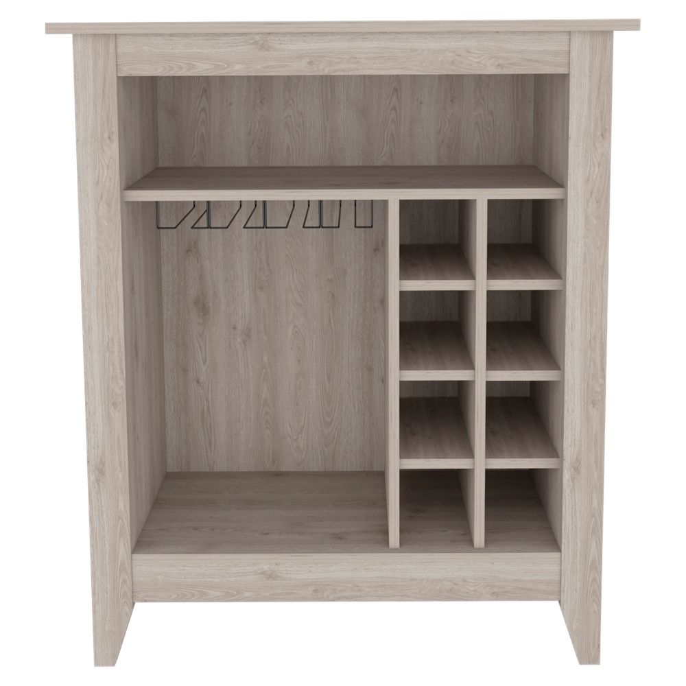 Essential Bar Cabinet, One Open Shelf, Six Built-in Wine Rack, One Drawer -Light Gray