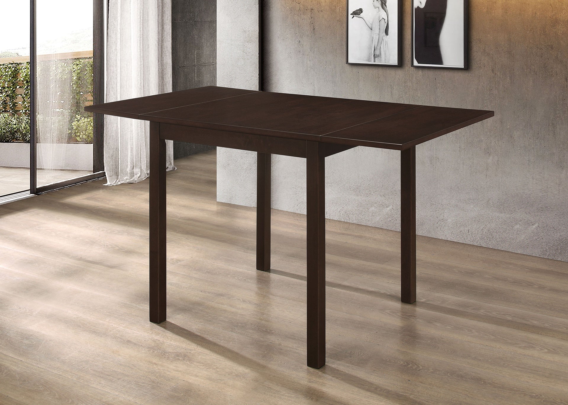 Cappuccino Dining Table with Drop Extension Leaf