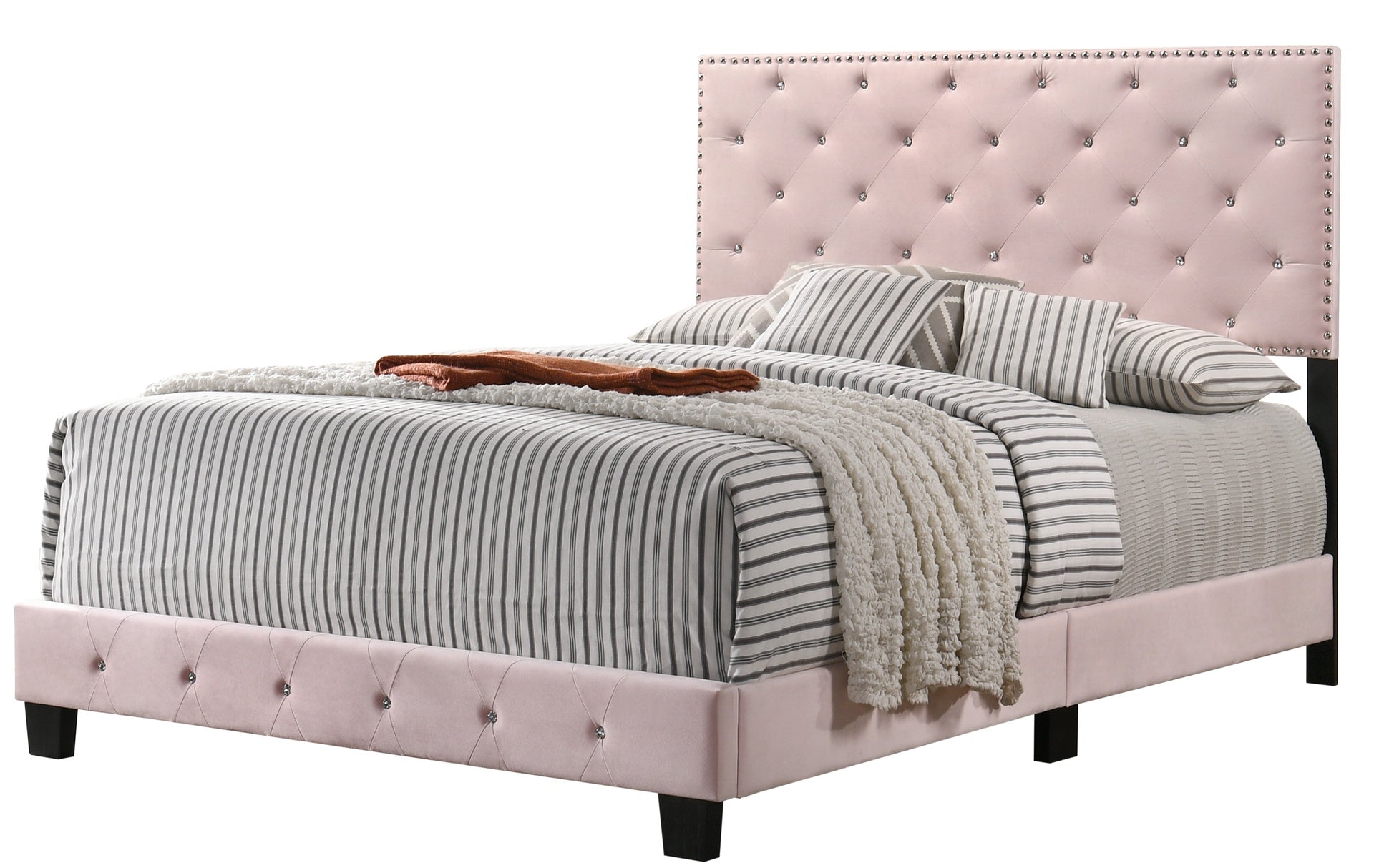 Charming Transitional Pink Queen Bed For Style