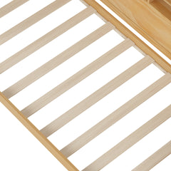 Wooden Twin Size Daybed with Storage Shelves, Multi-functional Bed with Twin Size Trundle Bed and  Study Desk, Natural