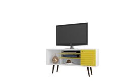 TV Stand in White and Yellow
