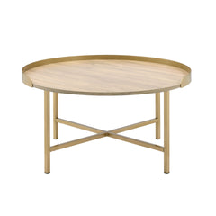 Oak and Gold Coffee Table with Tray Top