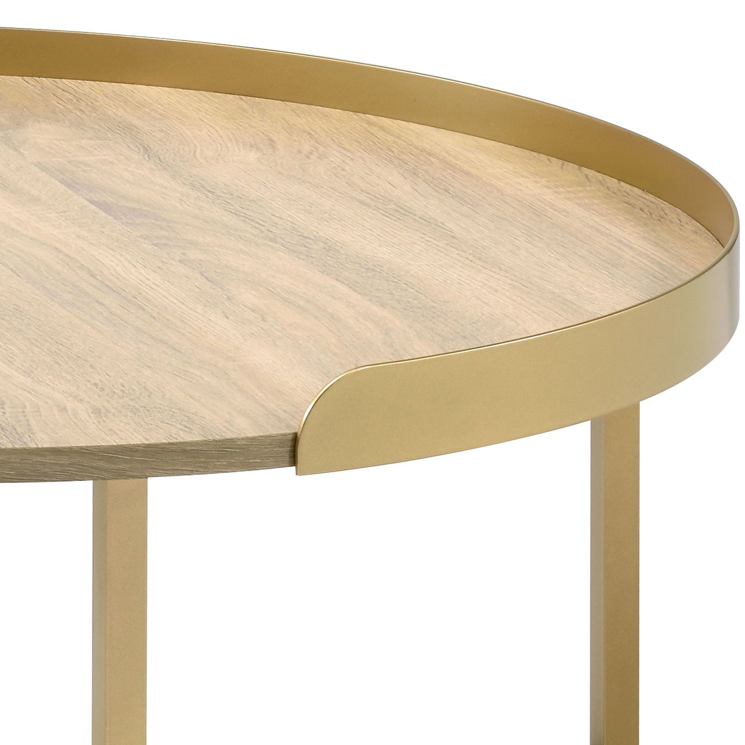 Oak and Gold Coffee Table with Tray Top