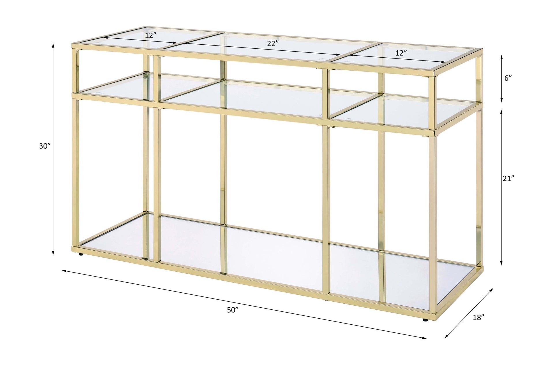 Uchenna Clear Glass & Gold Finish Sofa Table