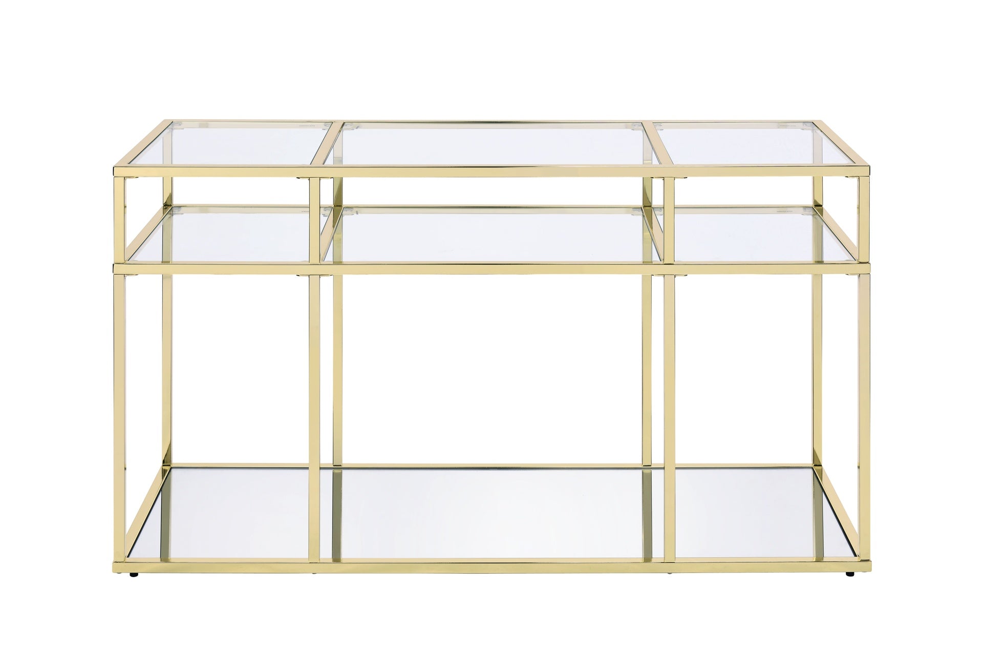 Uchenna Clear Glass & Gold Finish Sofa Table