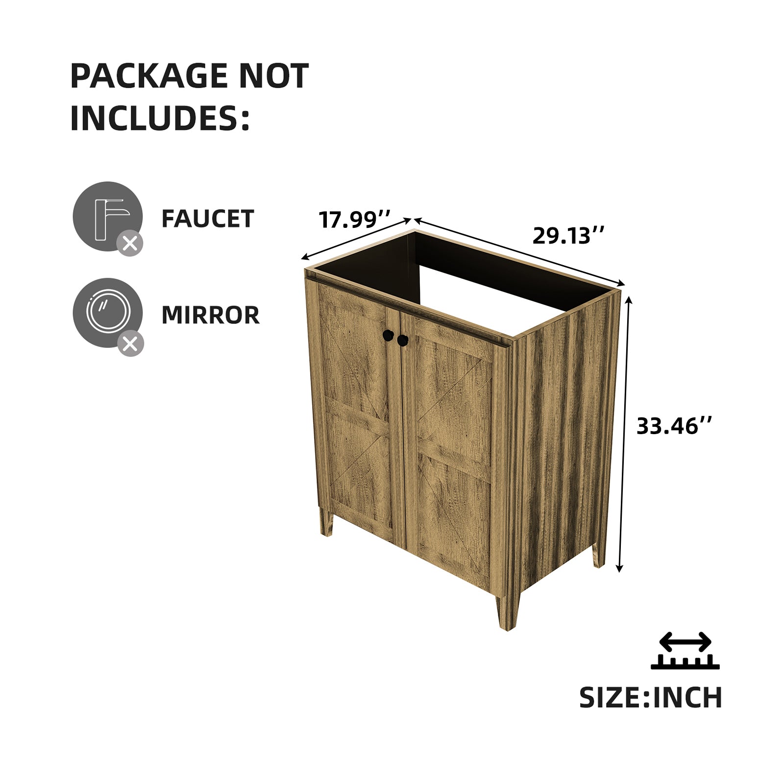 30inch foldable floor-standing bathroom cabinet without basin