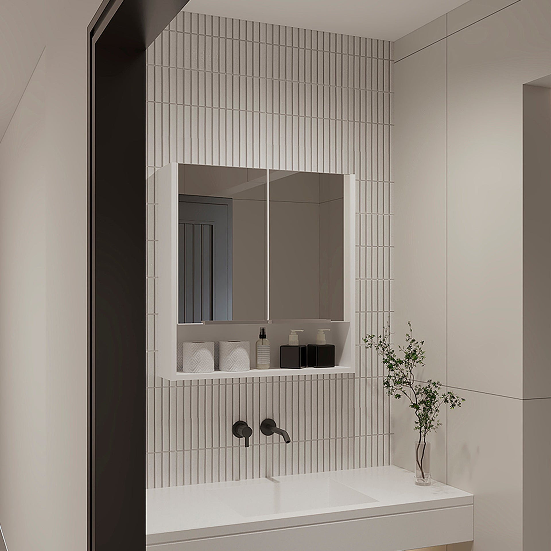 Manchester Rectangle Medicine Cabinet with Mirror White