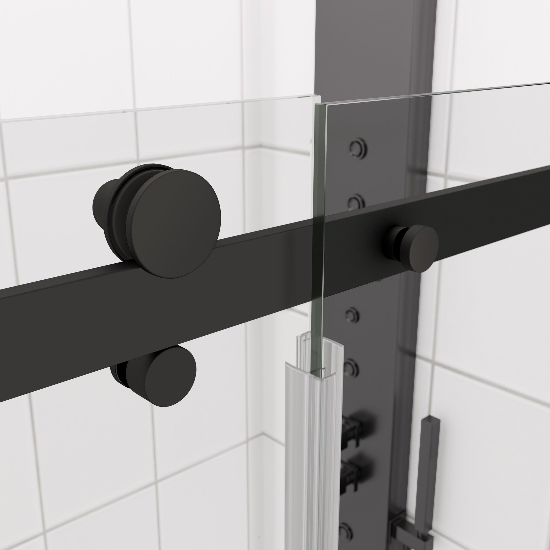 Glass shower door, sliding door, with 5/16" tempered glass and Matted Black finish 4874