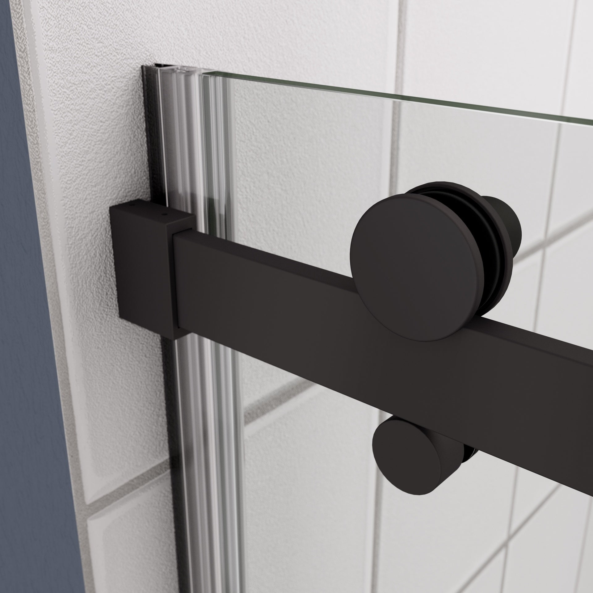 Glass shower door, sliding door, with 5/16" tempered glass and Matted Black finish 4874