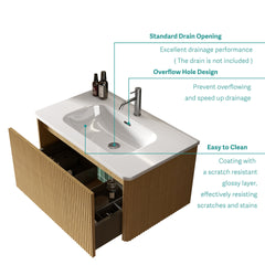 BB04-30-301, Integrated white ceramic basin, drain not included