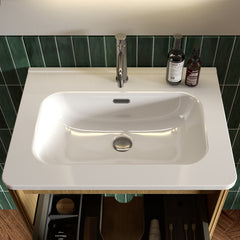 BB04-30-301, Integrated white ceramic basin, drain not included